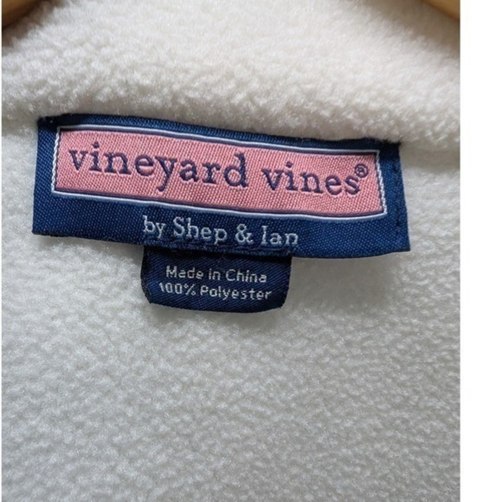 Vineyard Vines Fleece 1/4 Zip Pullover Cream Blue Women's - Size XS/S‎ - Picture 6 of 8
